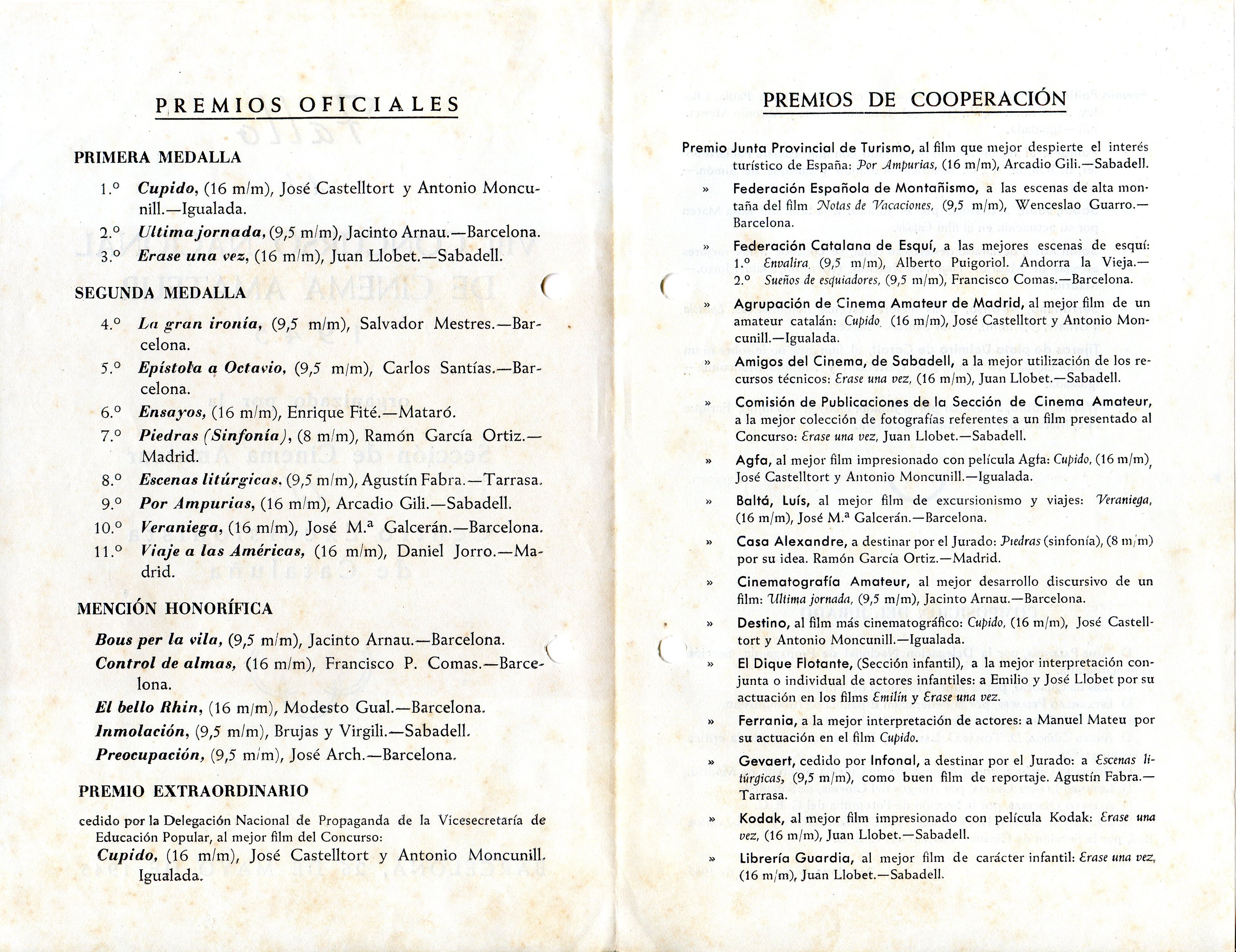 Fallo del VIII Concurso Nacional de Cinema Amateur 1945 - Miniatura 2